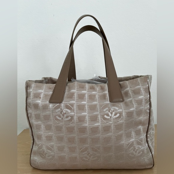 CHANEL Handbags - Chanel Jacquard Canvas Travel Line Tote Beige Late 90’s-Early 2000s